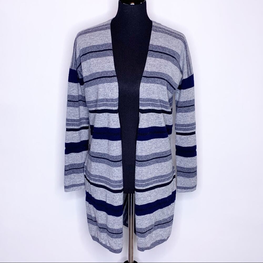 Derek Lam 10 Crosby gray navy striped open front cardigan size Extra Small XS